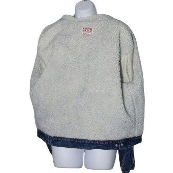 Vintage Levis Jacket Men's Size Large 44 Denim Sherpa 80s Jean Coat Warm Fleece - Picture 4 of 10